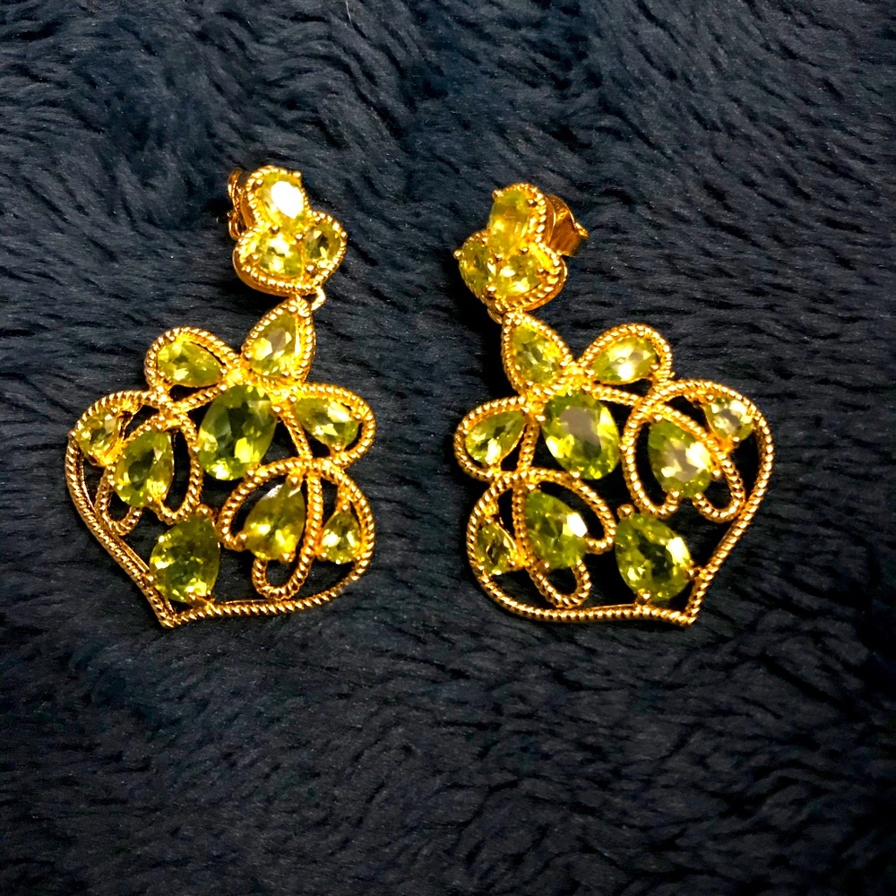 Peridot chandelier 18k gold oversterling earrings